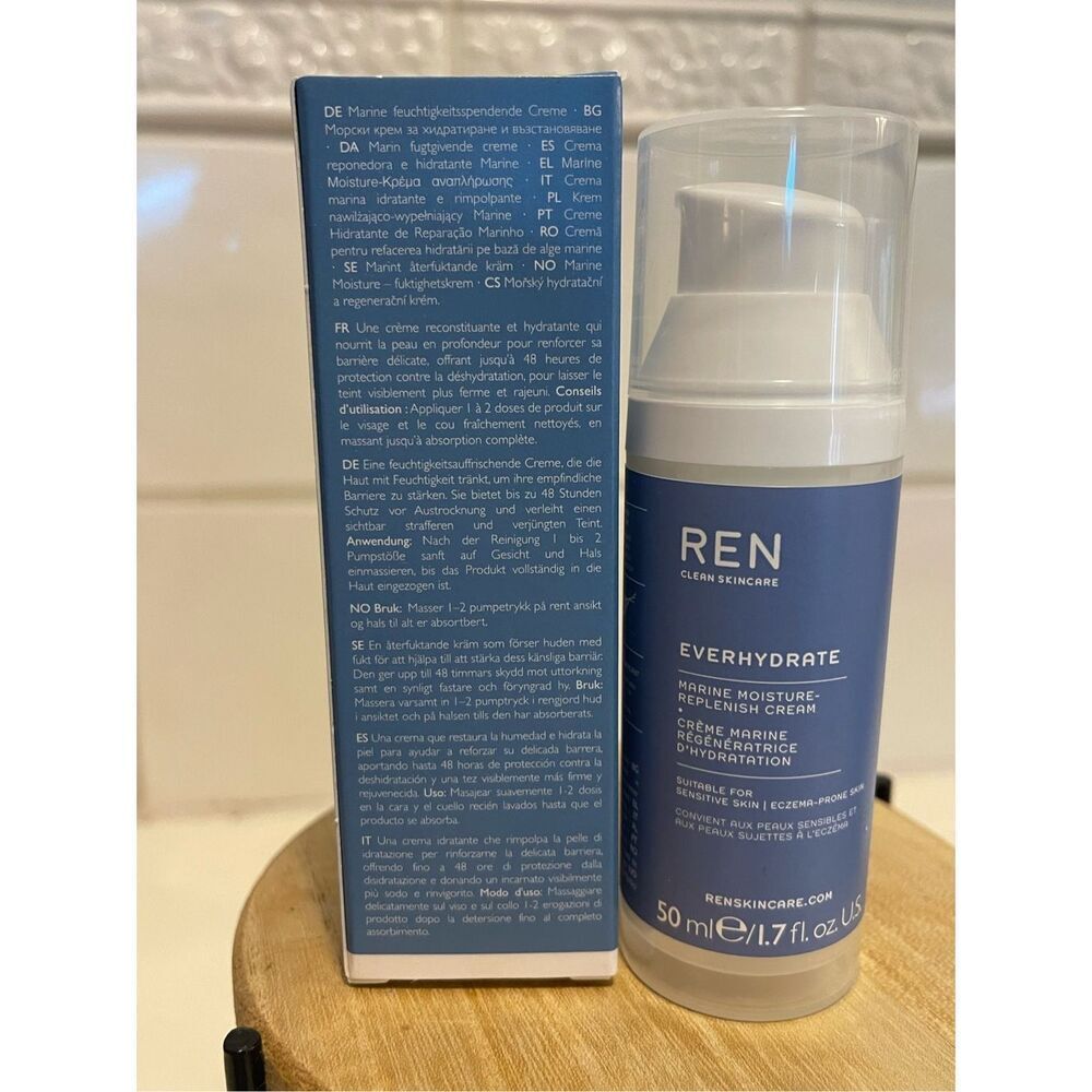 REN clear skincare EVERHYDRATE MARINE MOISTURE-REPLENISH CREAM NIB 1.7 fl oz hel